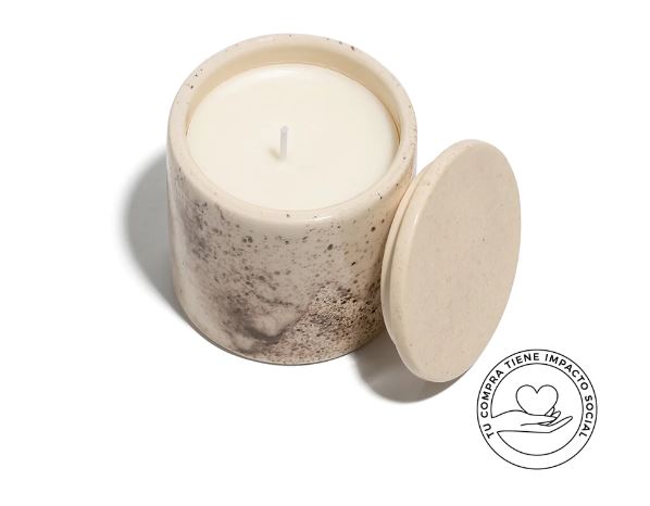 VELA VASO CERAMICA TAPA 9X9 VAINILLA