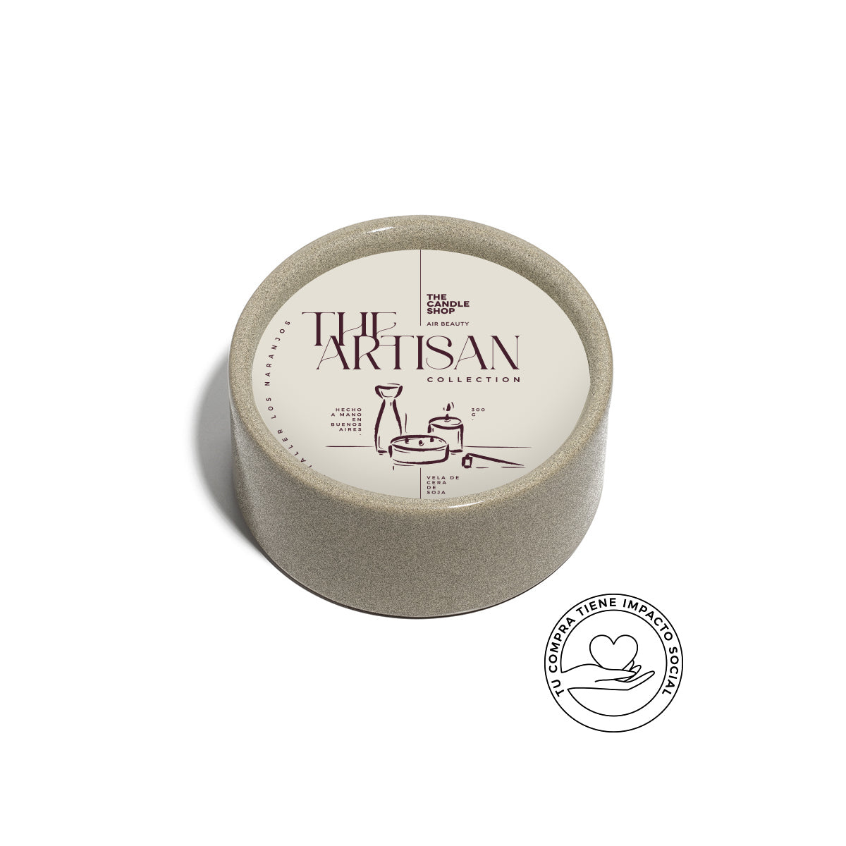 VELA HANDMADE TCS 12CM GRIS GRANITO